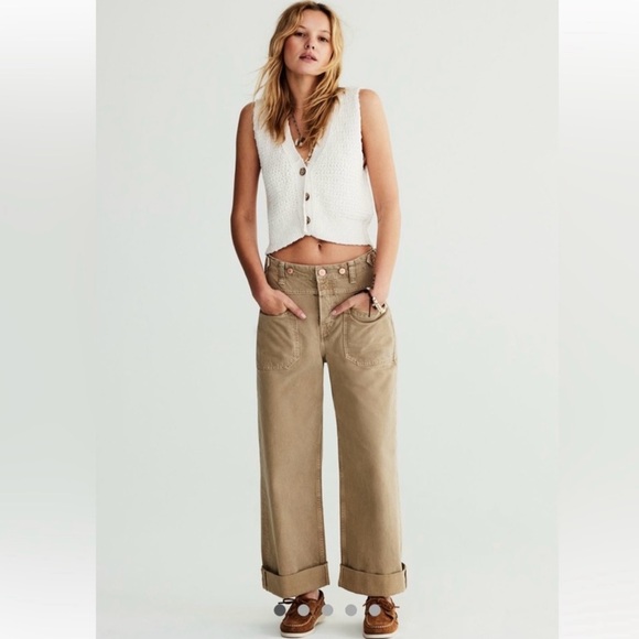 NWOT We the Free Palmer Cuffed Jeans in Savannah Khaki - Picture 1 of 9